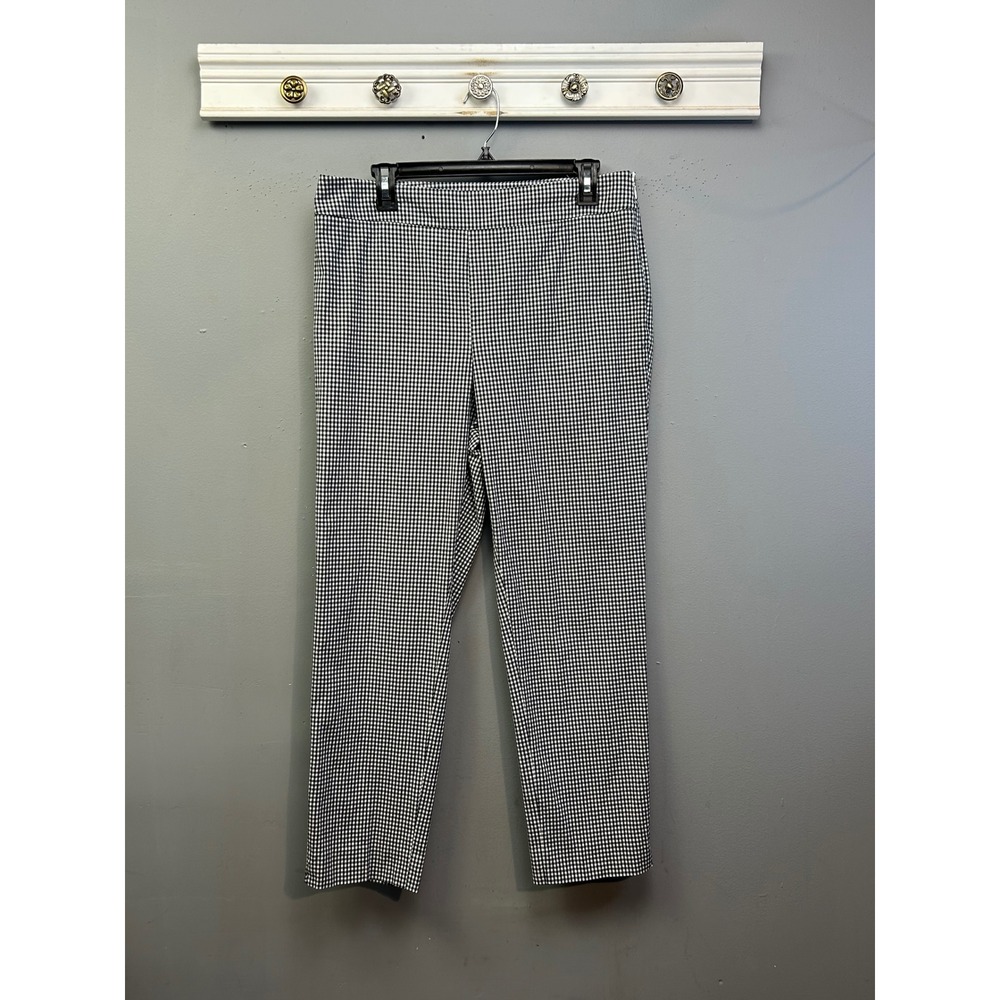 Talbots Pants Womens 8 Black White Chatham Ankle Pant Gingham Side Zip Slim